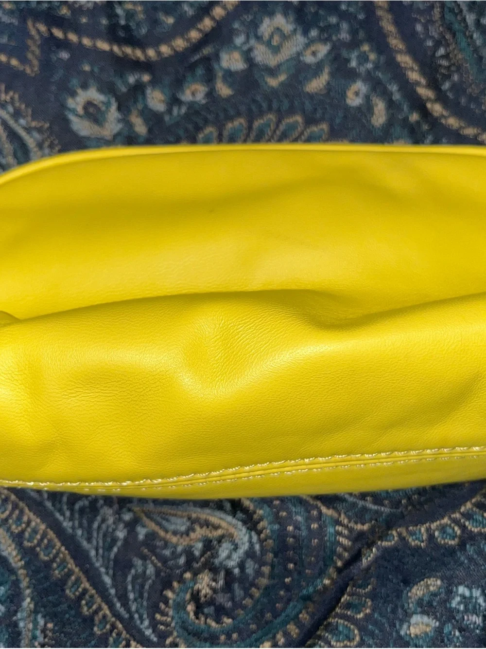 Vibrant Yellow Leather Cosmetic Pouch